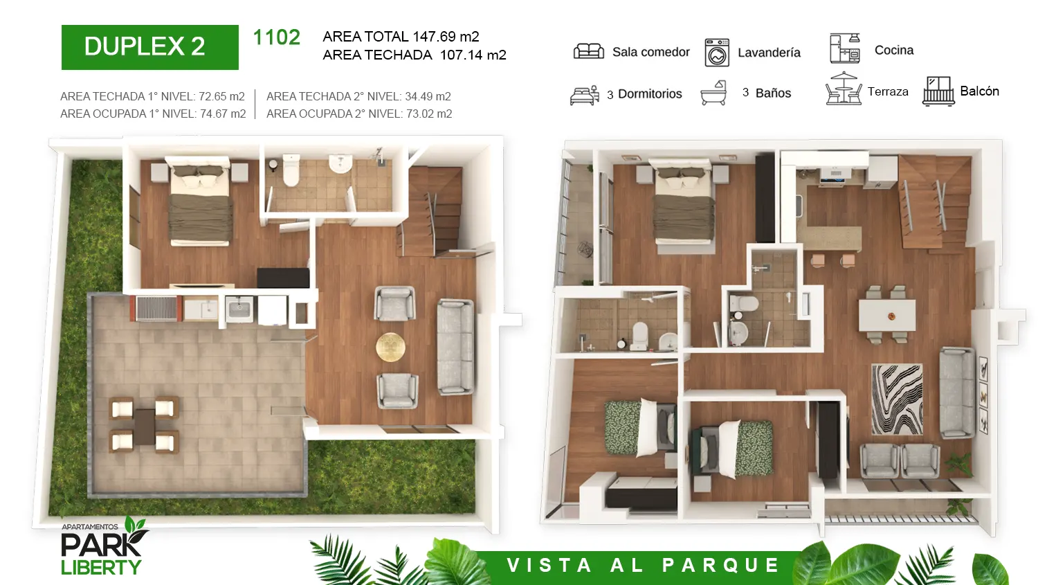 vivir frente al parque DUPLEX 2